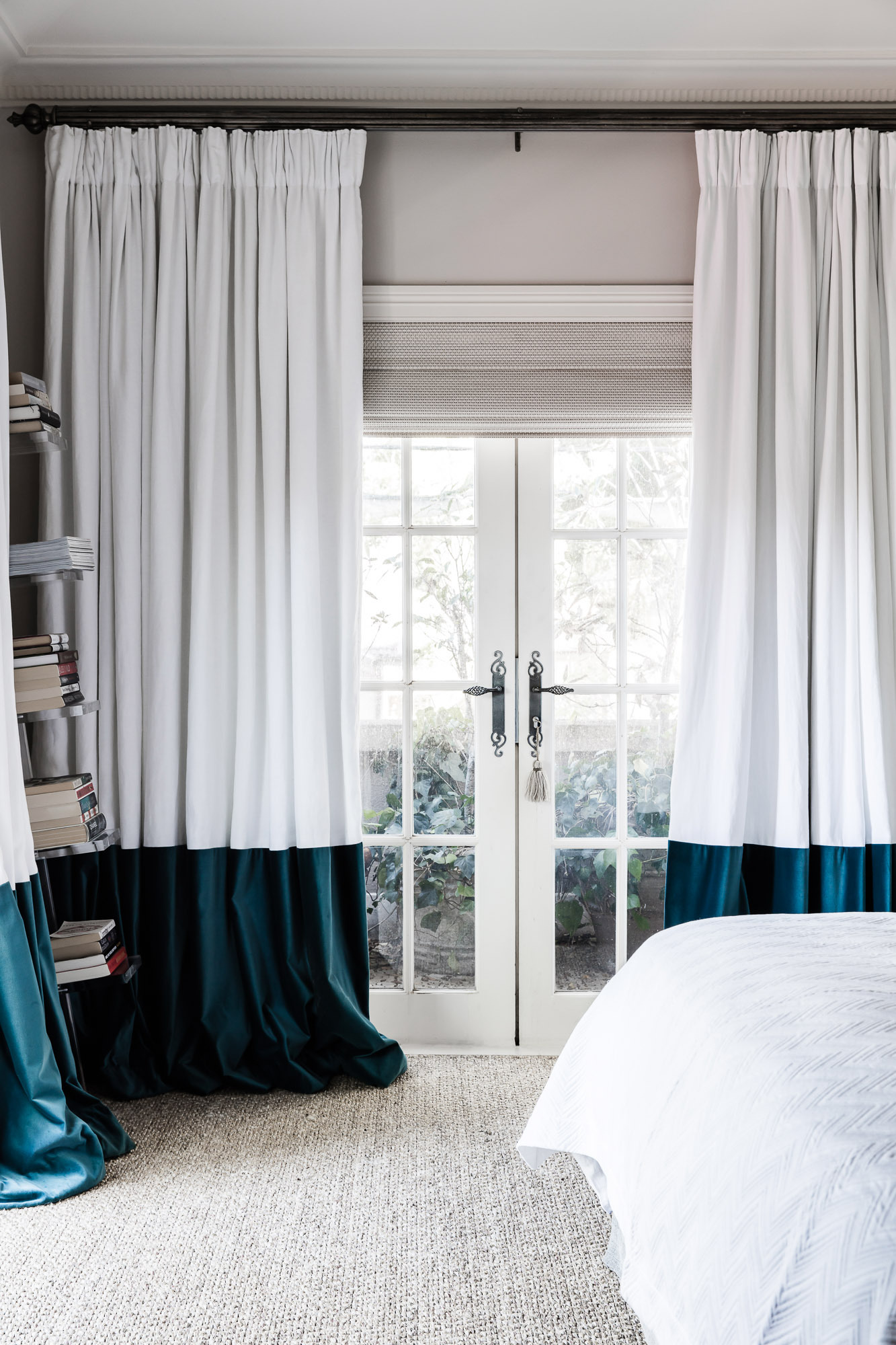 curtain on double door in bedroom